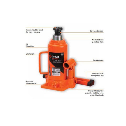 Groz Hydraulic Bottle Jack-BT-4 TON - Lion Tools Mart